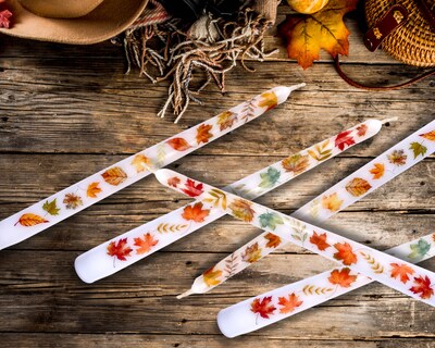 Fall Taper Candle, Fall Leaves Candlesticks, Autumn Candle, Cozy Fall Decor, Thanksgiving Decor, Harvest Candle, Housewarming Gift - image5